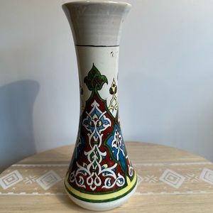 Middle Eastern Vase 8 Inch Hand Painted